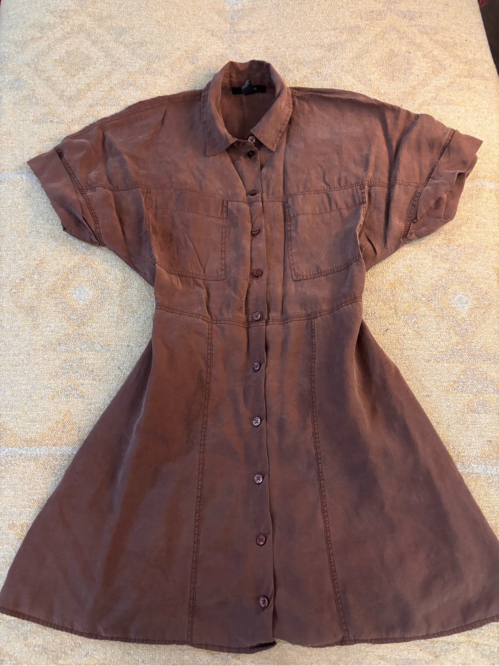 Forever 21 Chocolate Brown Button-Front Shirt Dress